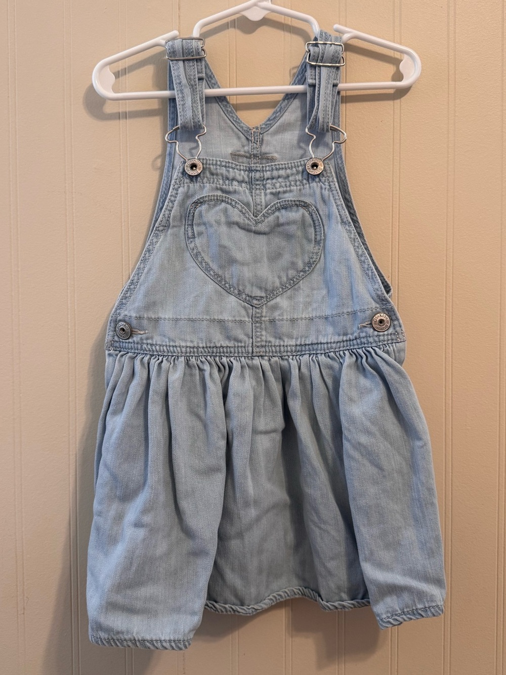 OshKosh B'gosh Light Blue Denim Overall Dress with Heart Pocket